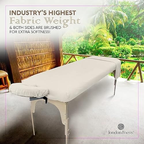 LONDON LINENS Pack of 2 Soft Microfiber Massage Table Sheets 3 Piece Set - Includes Massage Table Cover, Massage Fitted Sheet, and Massage Face Rest Cover (Cream) - Thumbnail 2