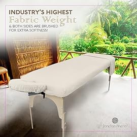 LONDON LINENS Pack of 2 Soft Microfiber Massage Table Sheets 3 Piece Set - Includes Massage Table Cover, Massage Fitted Sheet, and Massage Face Rest Cover (Cream)