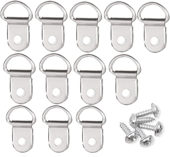 BlingKingdom 12pcs D Ring Picture Hangers with Screws Picture Hooks Single Hole D Ring Hooks for