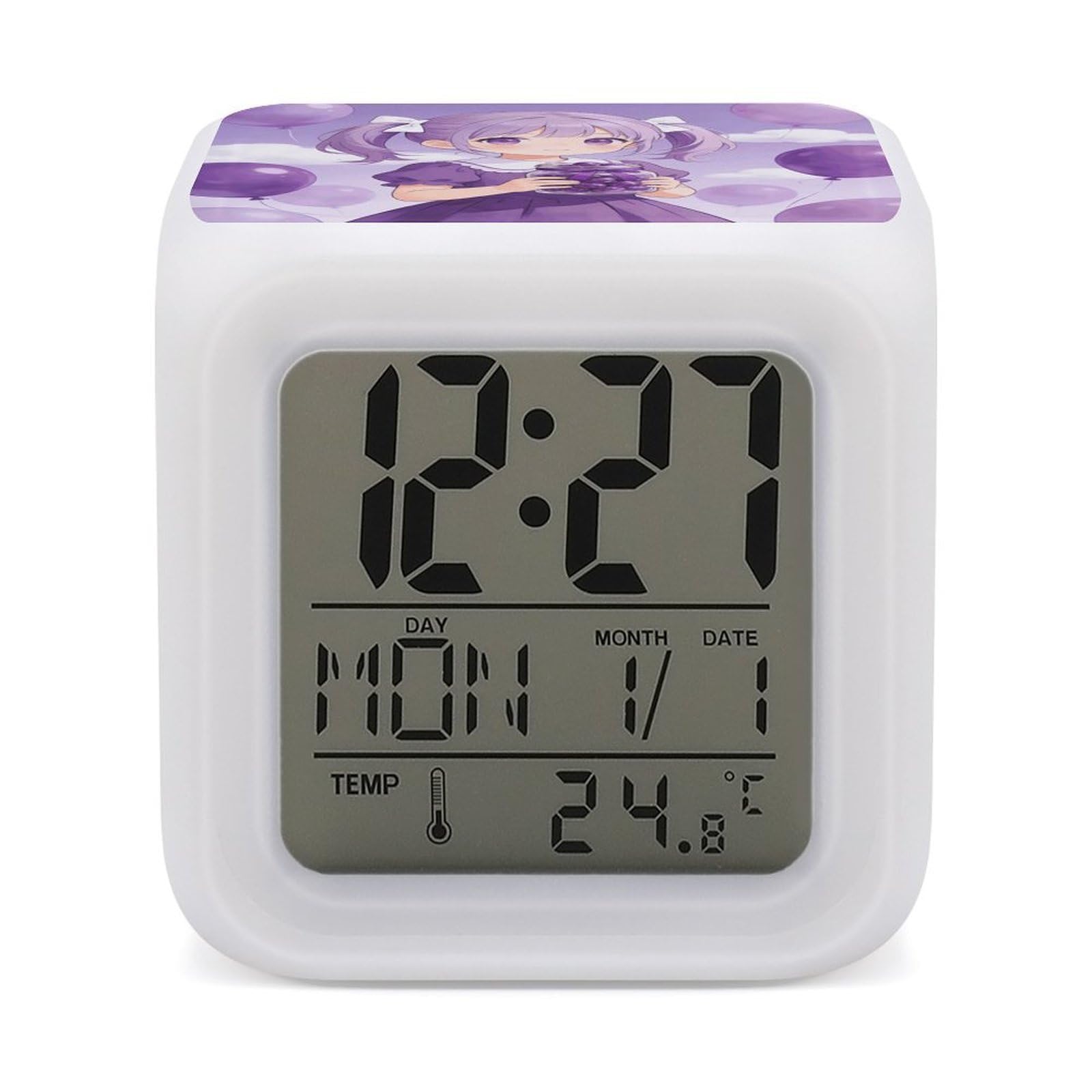 VstaDank Violet Alarm Clock Alarm Clock with 7 Color Changing Digital Clocks for Bedrooms Sleep Training Clocks with Large Display for Office Kitchen Living Room