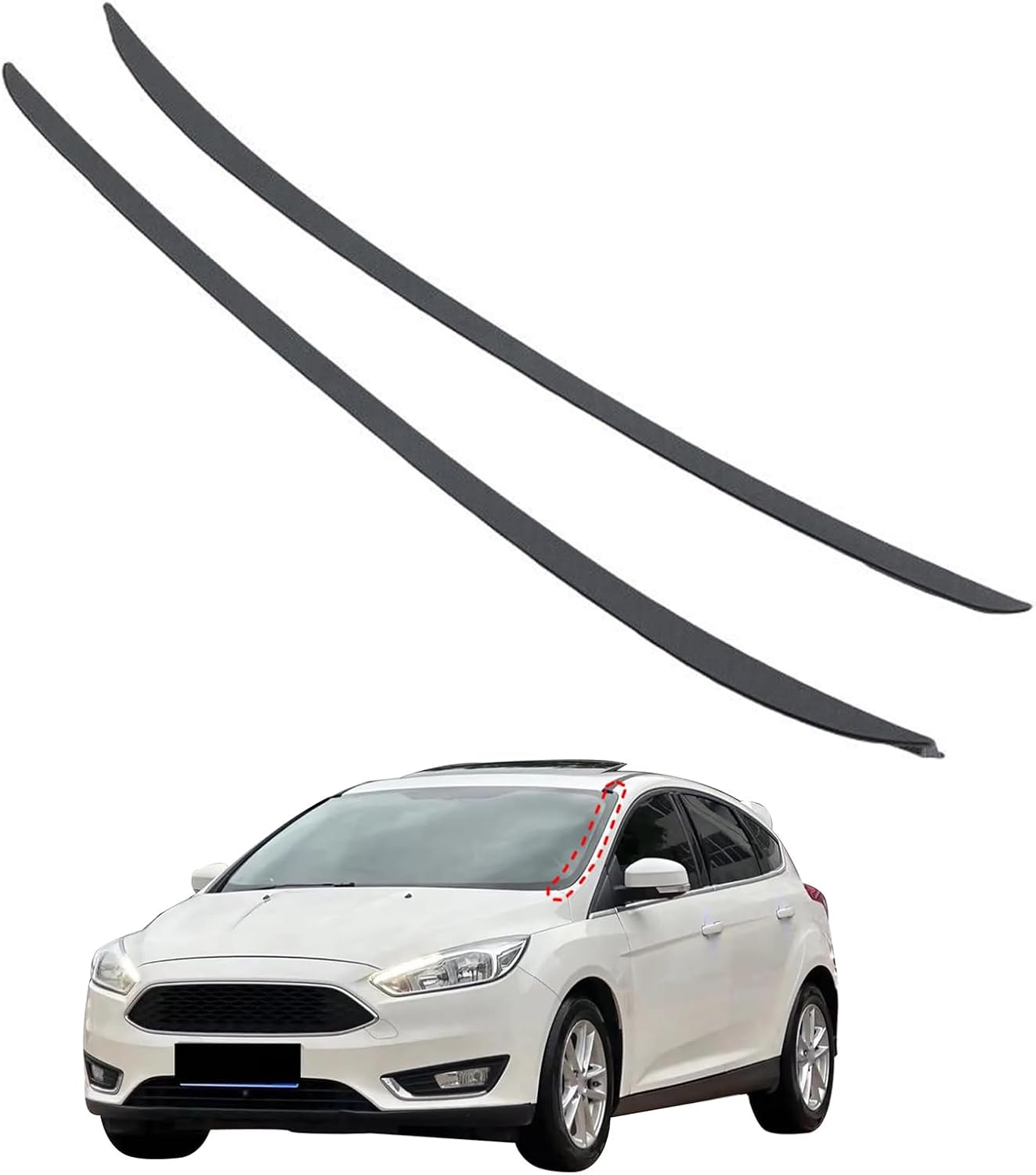 PHEZEN Set of 2, Driver & Passenger Side Windshield Outer A Pillar Trim Molding Kit Compatible with 2012-2018 Ford Focus,Windshield Trim Molding A-Pillar Set Replacement for CP9Z5803136A CP9Z5803137A