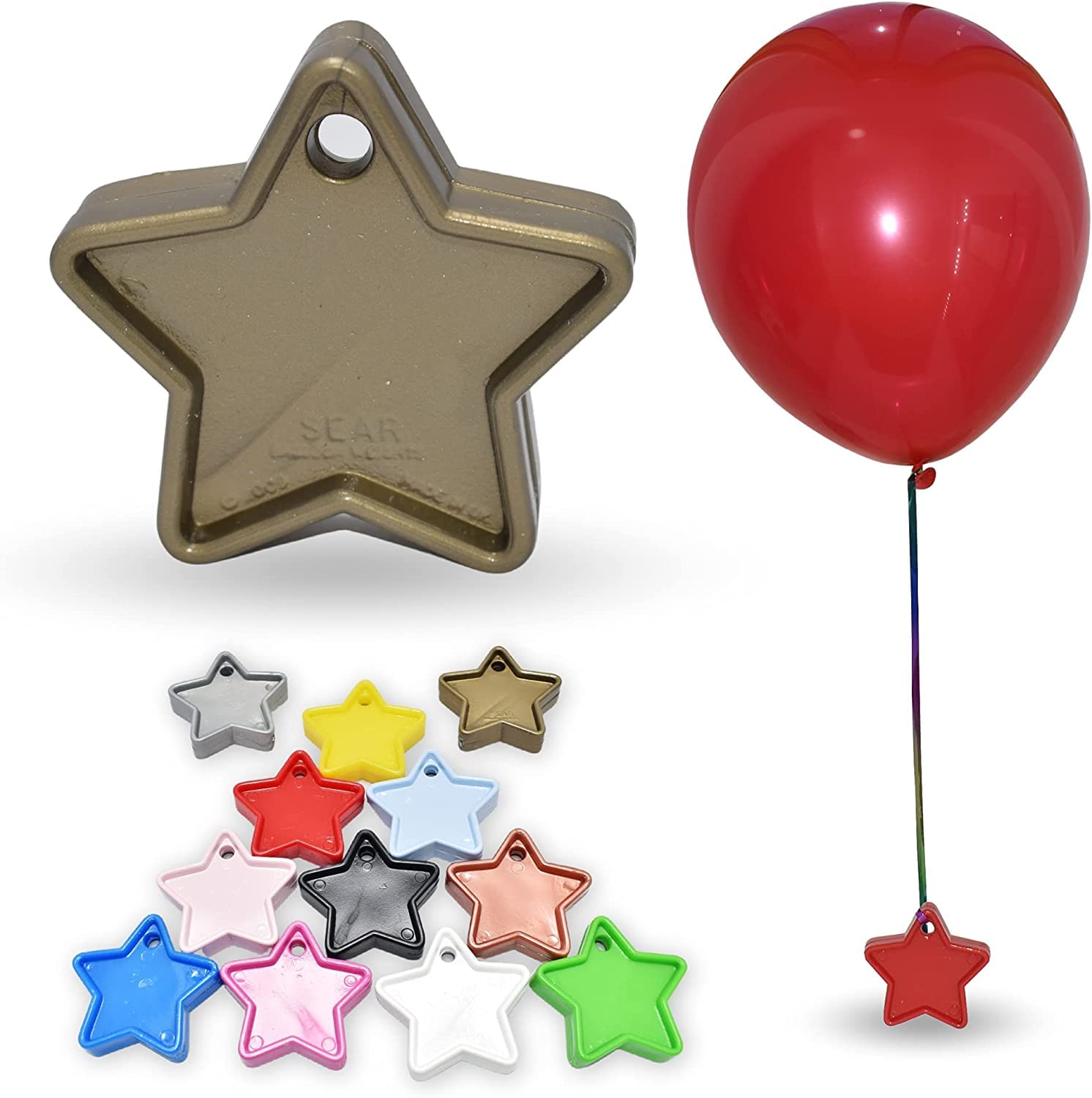 Pannu Design Heavy Duty Star Shape Weights For Helium Balloons Multi Colour Weights Balloons Pack of 5, 10 & 25 For Birthday Party Decoration, Baby Shower Balloon (Gold, Pack of 25)