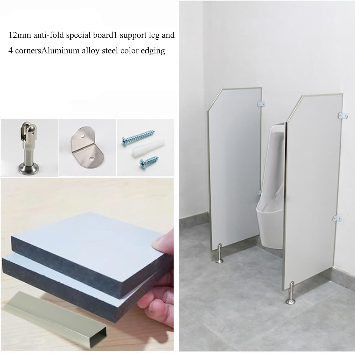 Urinal Screen Toilet Partition Public Toilet Partition with Stainless Steel Fittings Urinal Screen Toilet Partition Urinal Divider Partition Floor-Mounted Urinal Baffle Suitable (C