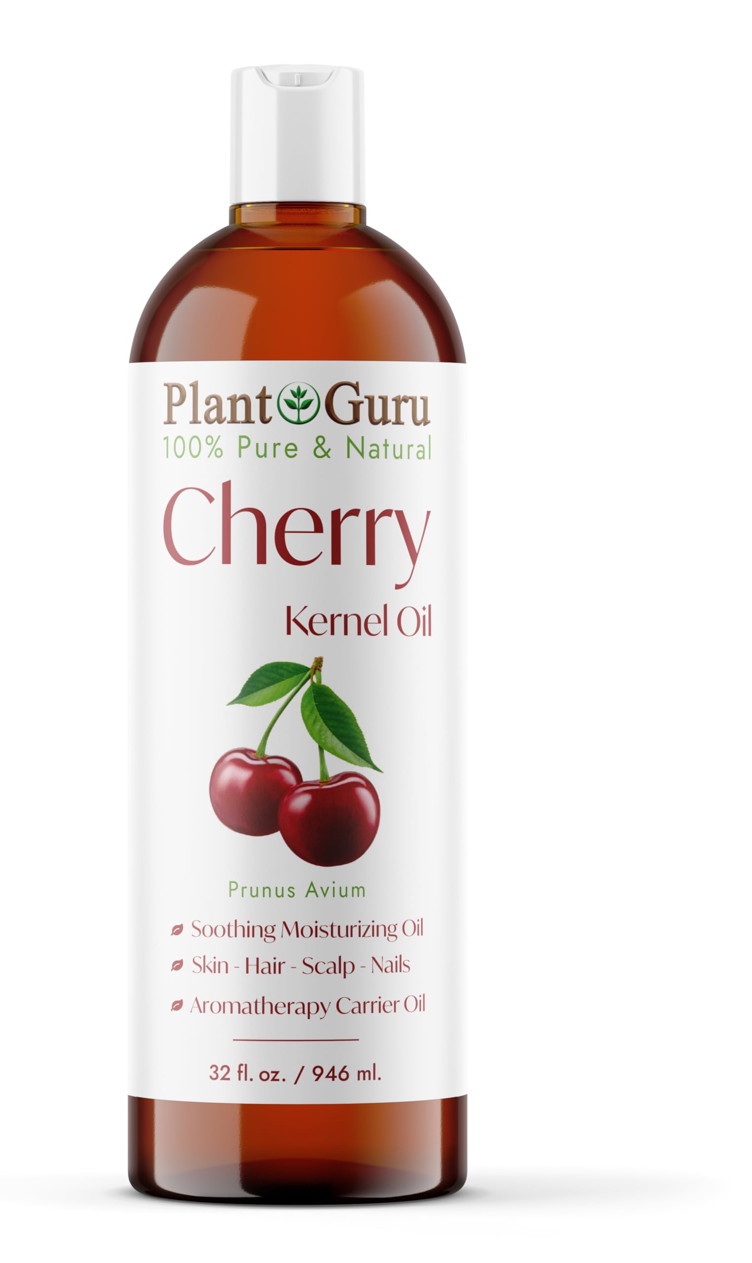 Plant Guru Olio di nocciolo di ciliegia, pressato a freddo, 100% puro e naturale, idratante per la crescita di pelle, viso, corpo e capelli. Ideale per creme, lozioni e balsami per labbra fai da te.