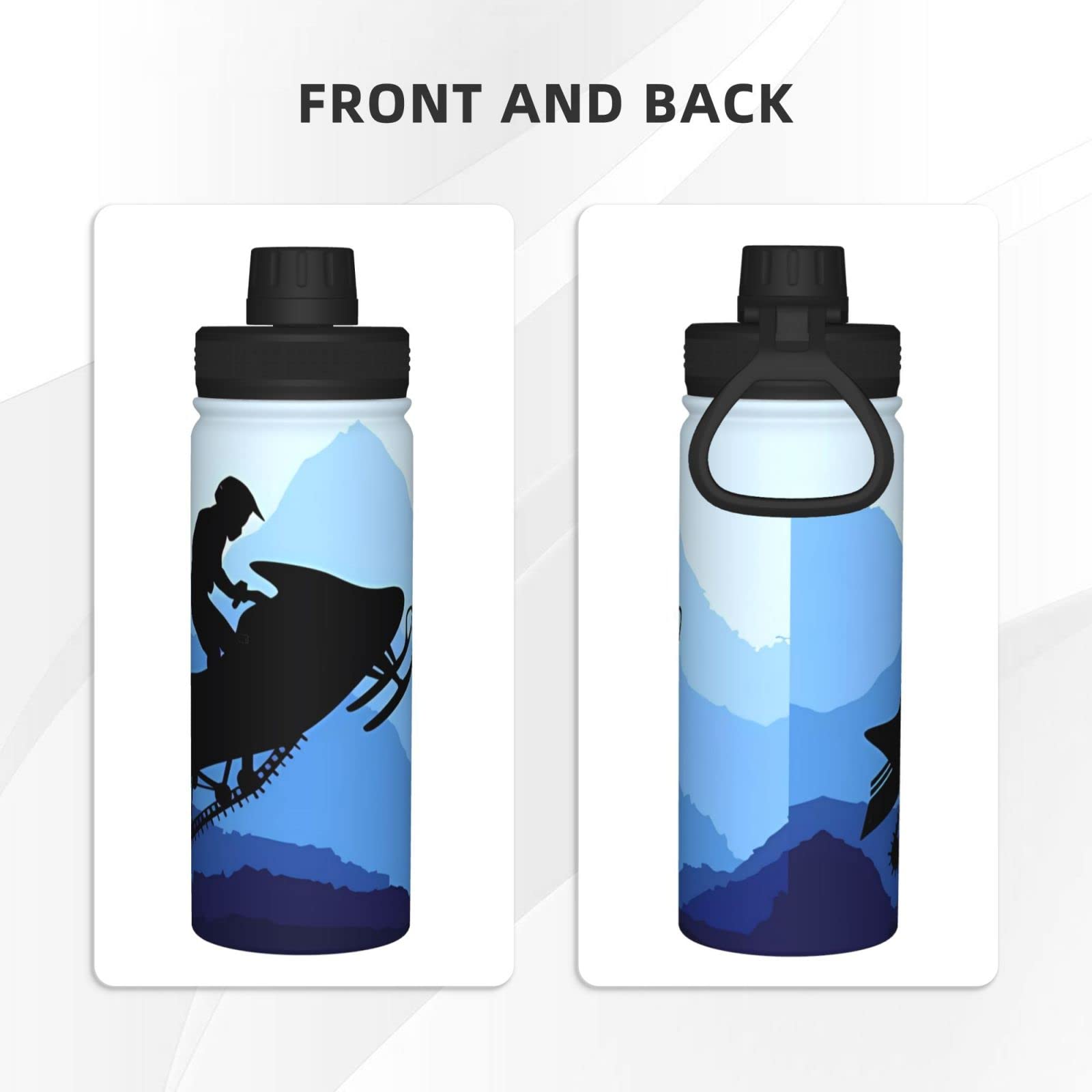Snowmobile Sport-Trinkflasche, 510 ml, isolierte Edelstahl, auslaufsichere Wasserflasche für Reisen, Fitnessstudio, Büro