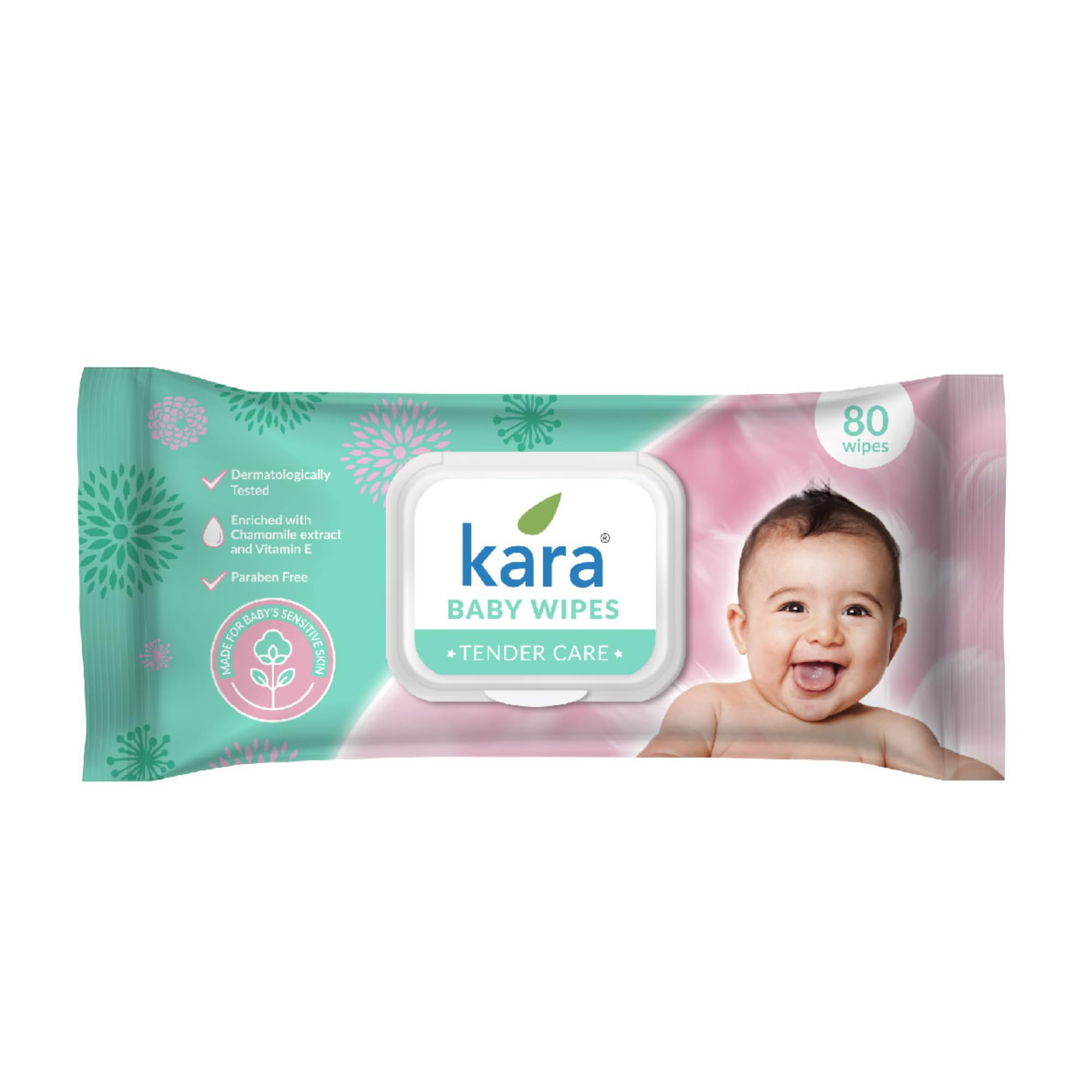 Kara Baby Wipes Tender Care - 80 Pulls, Dermatologically Tested, Enriched with Chamomile Extract and Vitamin E, Paraben Free-image-26