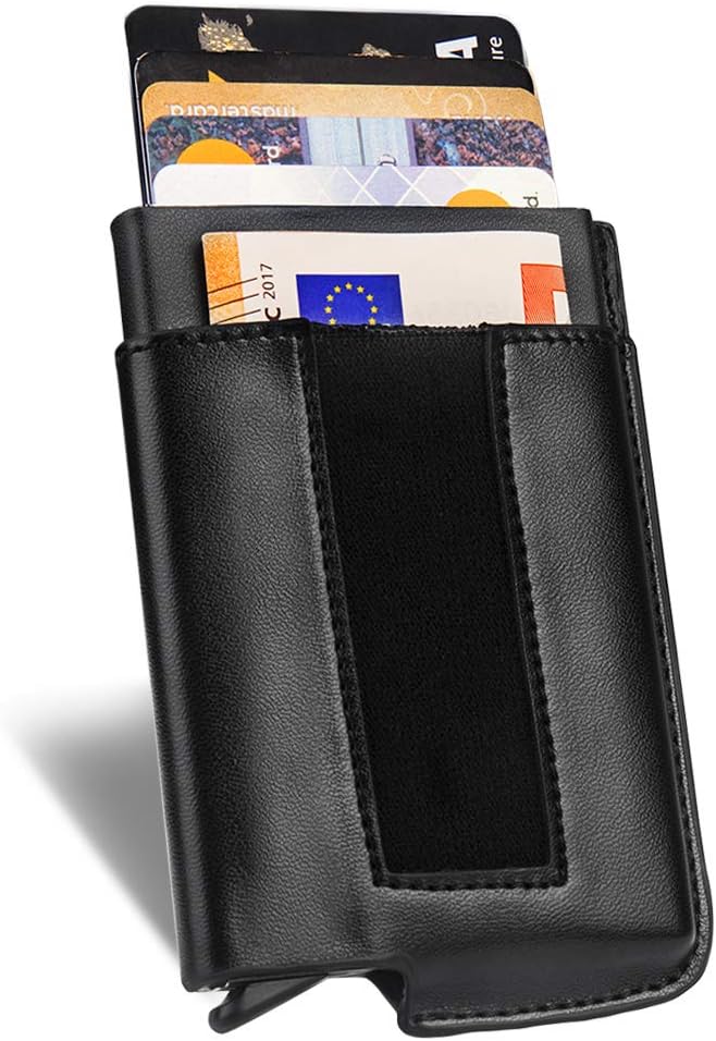 Credit Card Holder RFID Blocking Wallet Slim Wallet Aluminum Business Card Holder Automatic Pop-up Card Case Wallet Security Travel Wallet