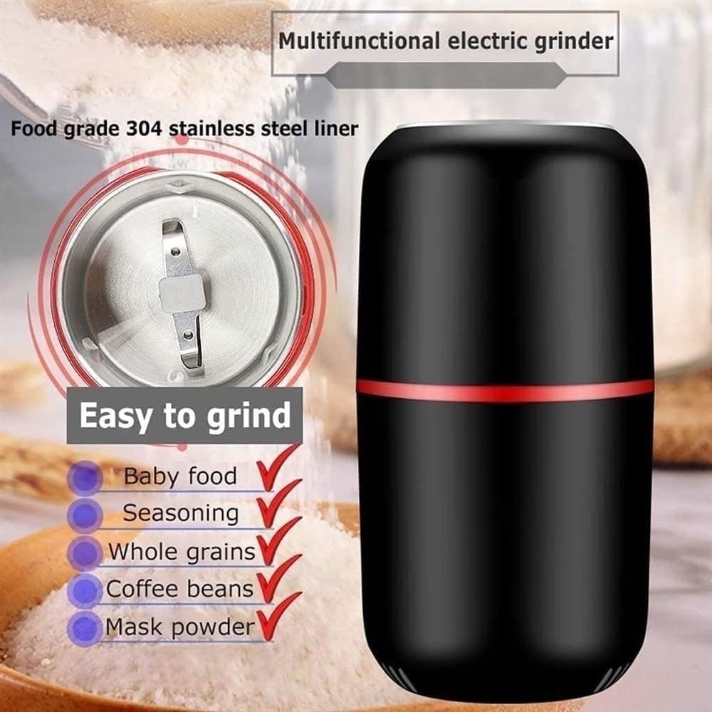 Electric Coffee Grinder, Spice Grinder, Stainless Steel Blade Grinder for Coffee, Beans, Spices, Easy to Clean, Kitchen Tools, 150W, Black