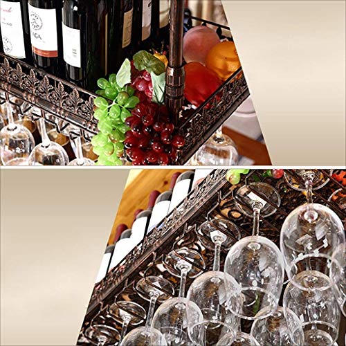Casier à vin suspendu en fer rétro 80x35cm avec porte-verre pour bar et restaurant - 5