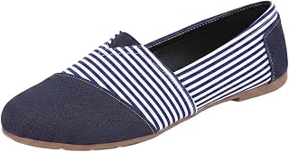 Ctreela Womens Canvas Slip-on Flats Rug Sole Daily Casual Comfy Ballet Flat Shoes Machine Washable Walking Sneakers