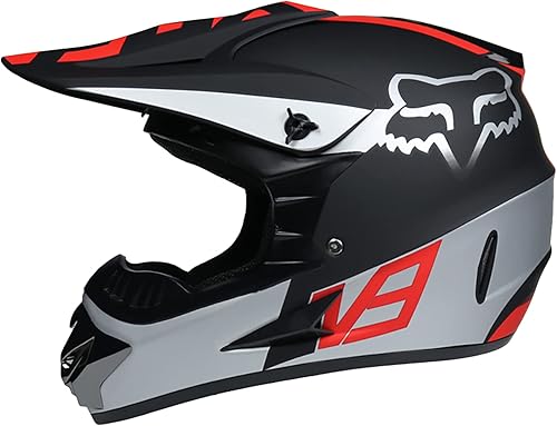 DERLEN Casco de moto de calle, casco de motocross para niños y jóvenes, casco de cuatrimoto, gafas, guantes y máscara
