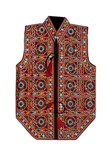 Men's Tradiotional Pure Cotton Embroidered Waist Coat Ethnic Navratri Special Kutchi Koti Jacket For Men