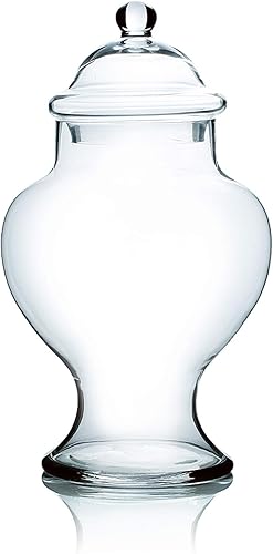 Miniatura 7 de WGV - Tarro de boticario, ancho de 7 pulgadas, altura de 16 pulgadas, recipiente de almacenamiento de vidrio redondo transparente con tapa para