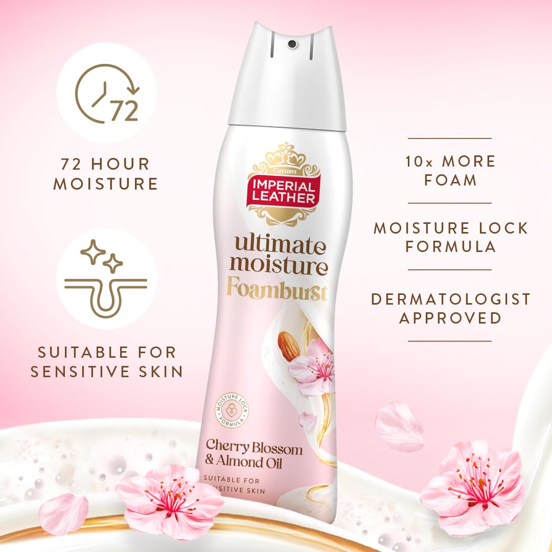 Imperial Leather Ultimate Moisture Cherry Blossom & Almond Oil Foamburst, Ultra Rich Lather & Delicate Fragrance - Image 2