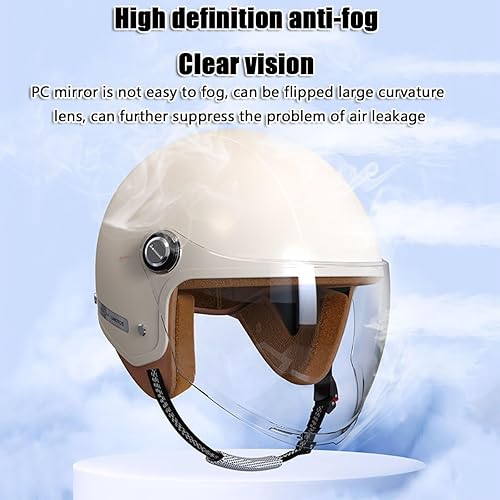 Miniatura 4 de Casco de motocicleta de cara abierta para hombres y mujeres jóvenes, casco para ciclomotor, casco vintage Vespa Cruiser 34 con visera aprobado por