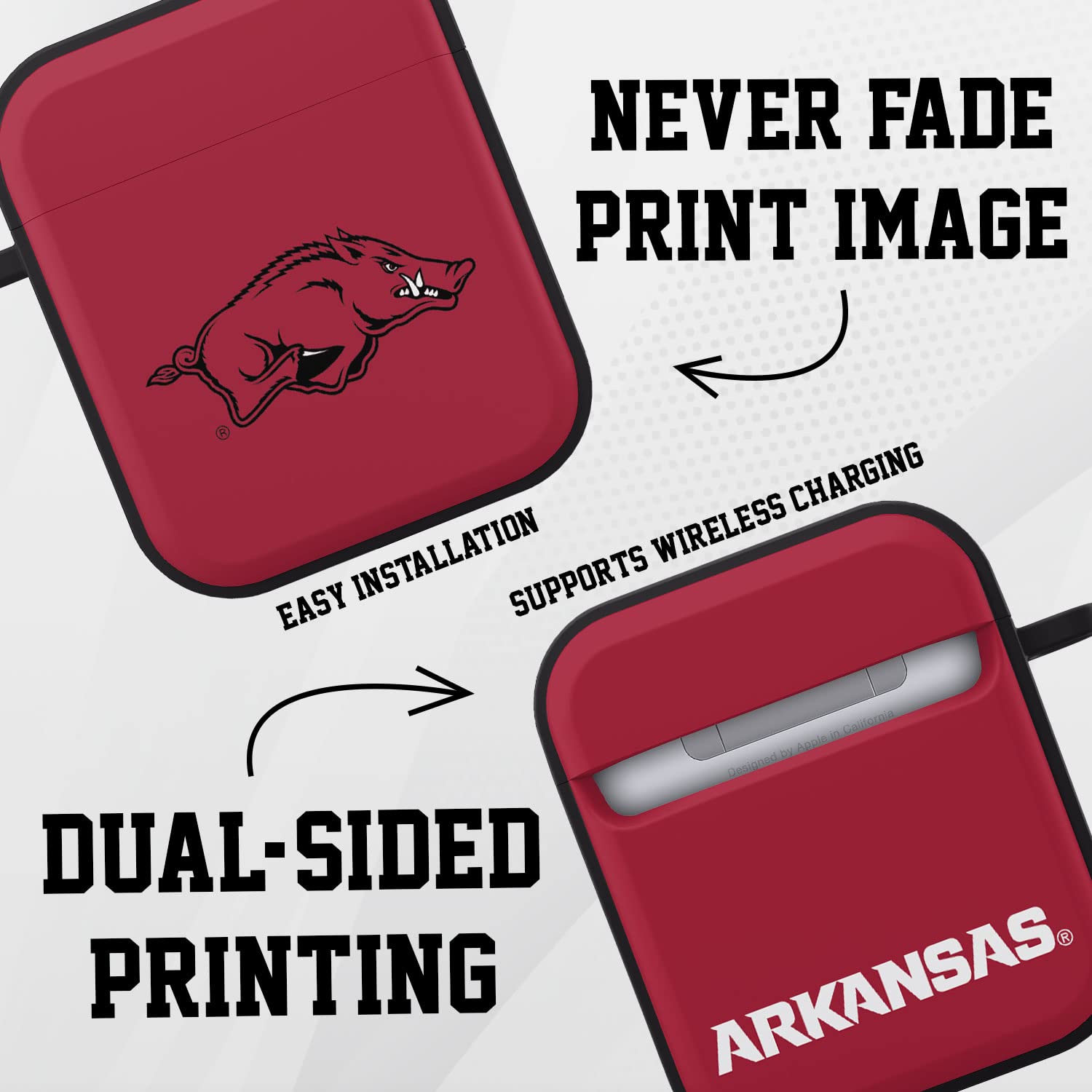 AFFINITY BANDS Arkansas Razorbacks HDX Case Cover Compatible with Apple AirPods Gen 1 & 2 (Classic)