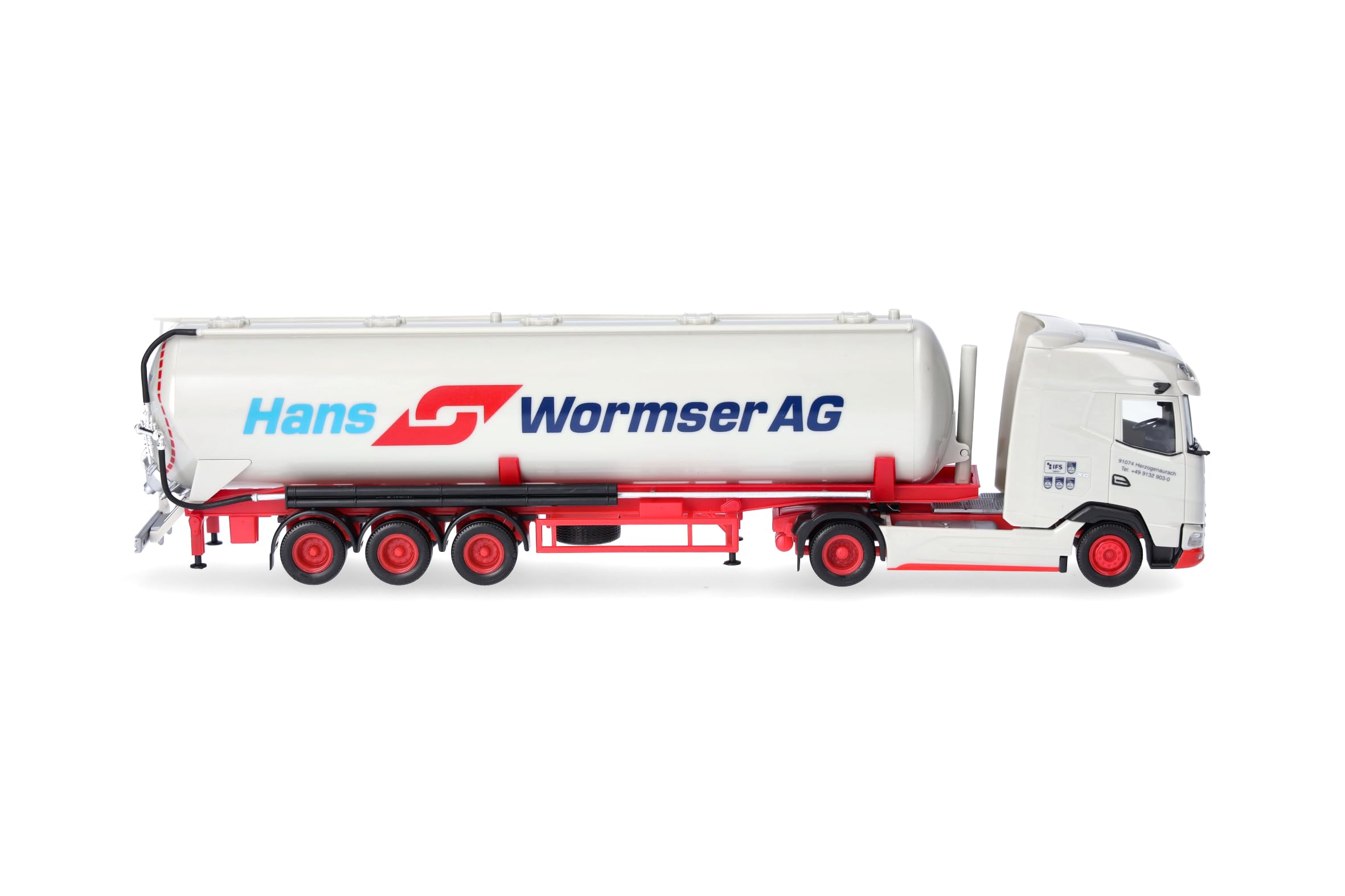 Herpa LKW Modell DAF XG Silo-Sattelzug 60m³ Hans Wormser, Miniatur im Maßstab 1:87, Sammlerstück, Made in Germany, Kunststoff
