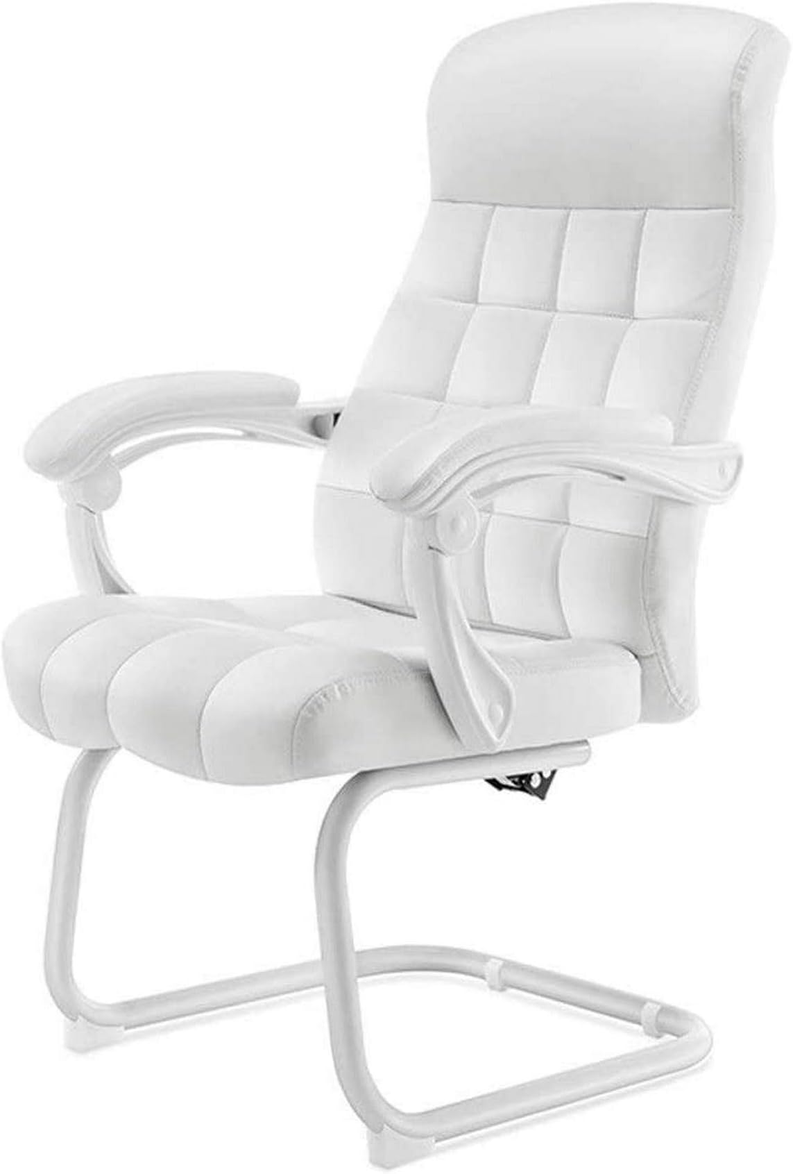 NC YASA Home Office Desk Chair 140° Large Angle Recliner PU Computer Chair Padded Interlocking armrest Bow Foot Design Bearing Capacity 330 Lbs White/Black Relax Completely Nice Family