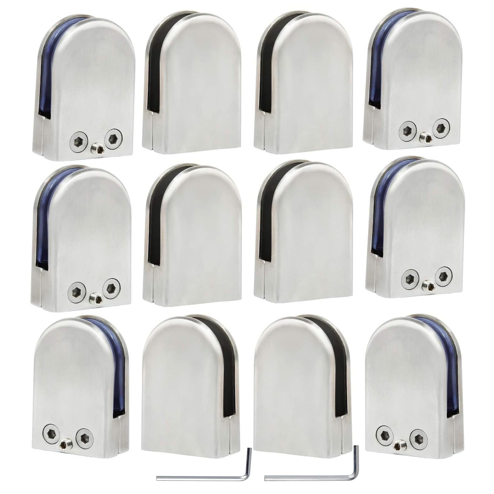 Discoball Steel 12 X (10-12Mm) 304 Stainless Glass Clamp Clip For Stair Window (12-Pack) - Upgraded