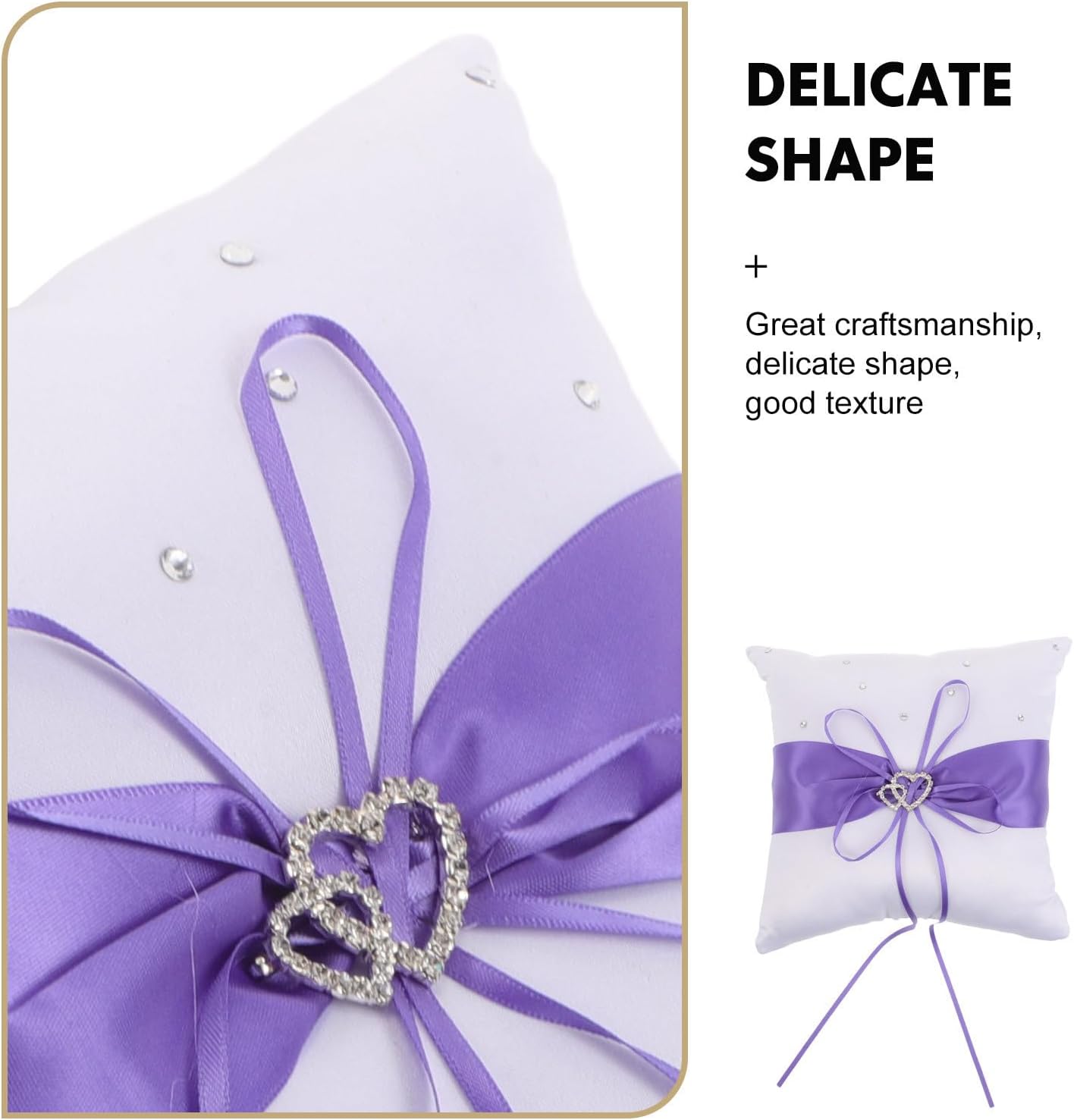 Purple Satin Wedding Ring Pillow for Wedding Party and Proposal Elegant Ring Bearer Pillow with Decorative Bowknot and Protective Surface Romantic Keepsake Cushion