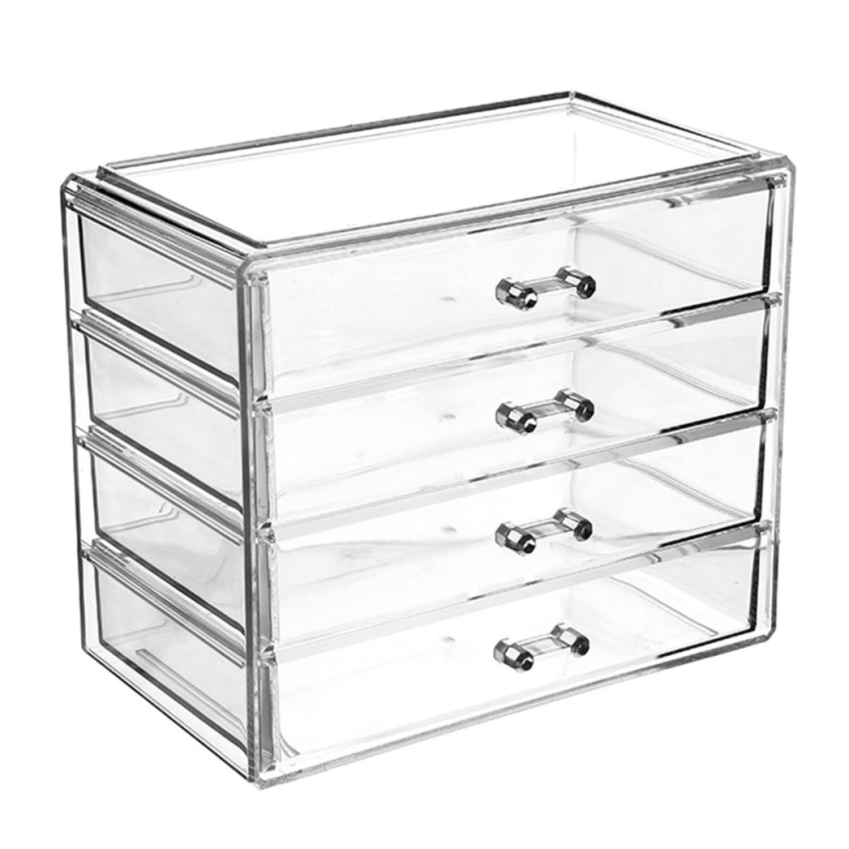 TOYANDONA Vierlagiger Acryl Kosmetikkoffer mit Schubladen Transparenter Tisch Organizer für Make Up und Schmuck Kompakte Aufbewahrungsbox für Zuhause und Studentenwohnheim