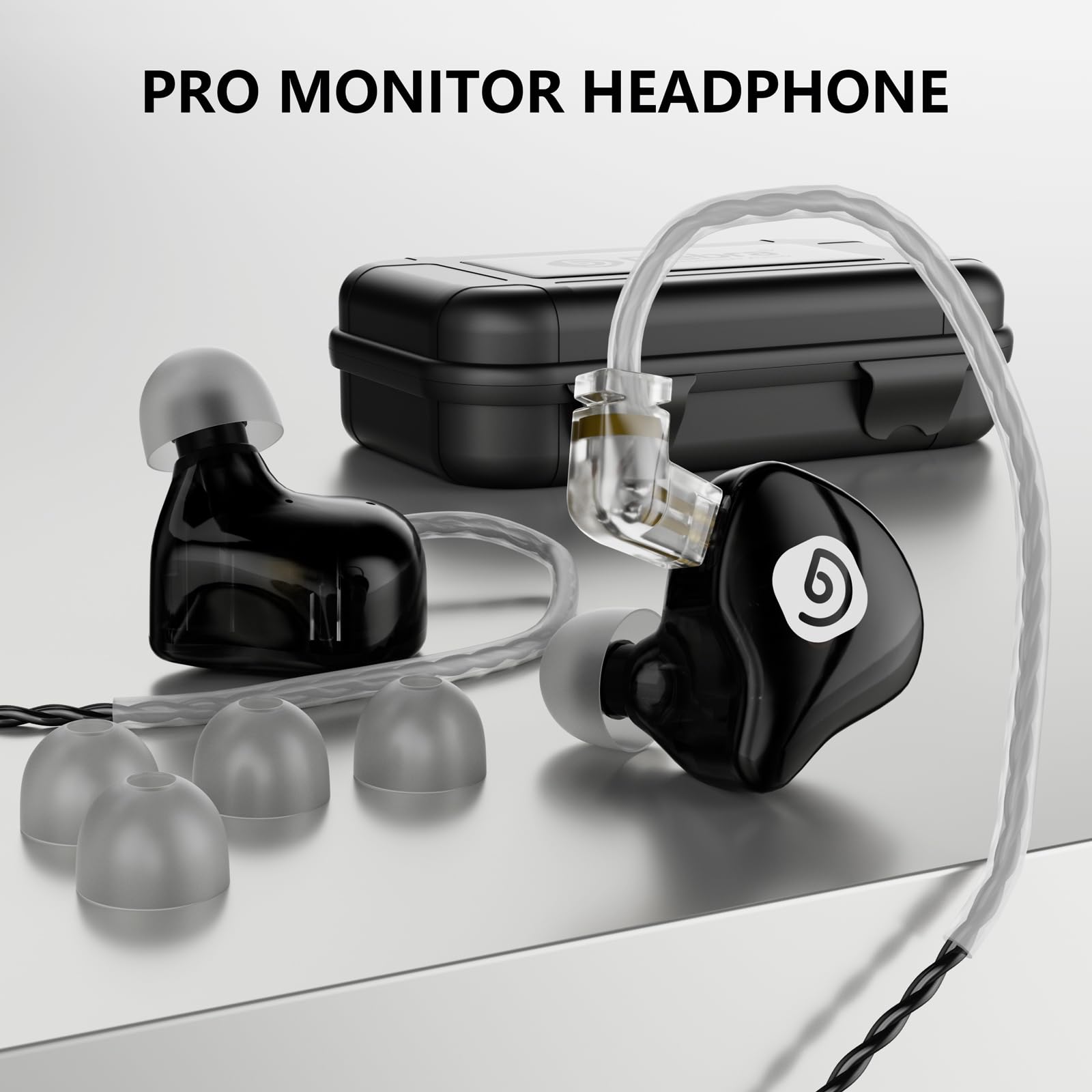 D Debra IE-210 Cuffie con Filo In Ear Monitor Professionali - Auricolari con Filo IEM per Musicisti, 2 Pin Rimovibile, Basso Distorsione, Hi-Fi per Palco Studio (Nero)