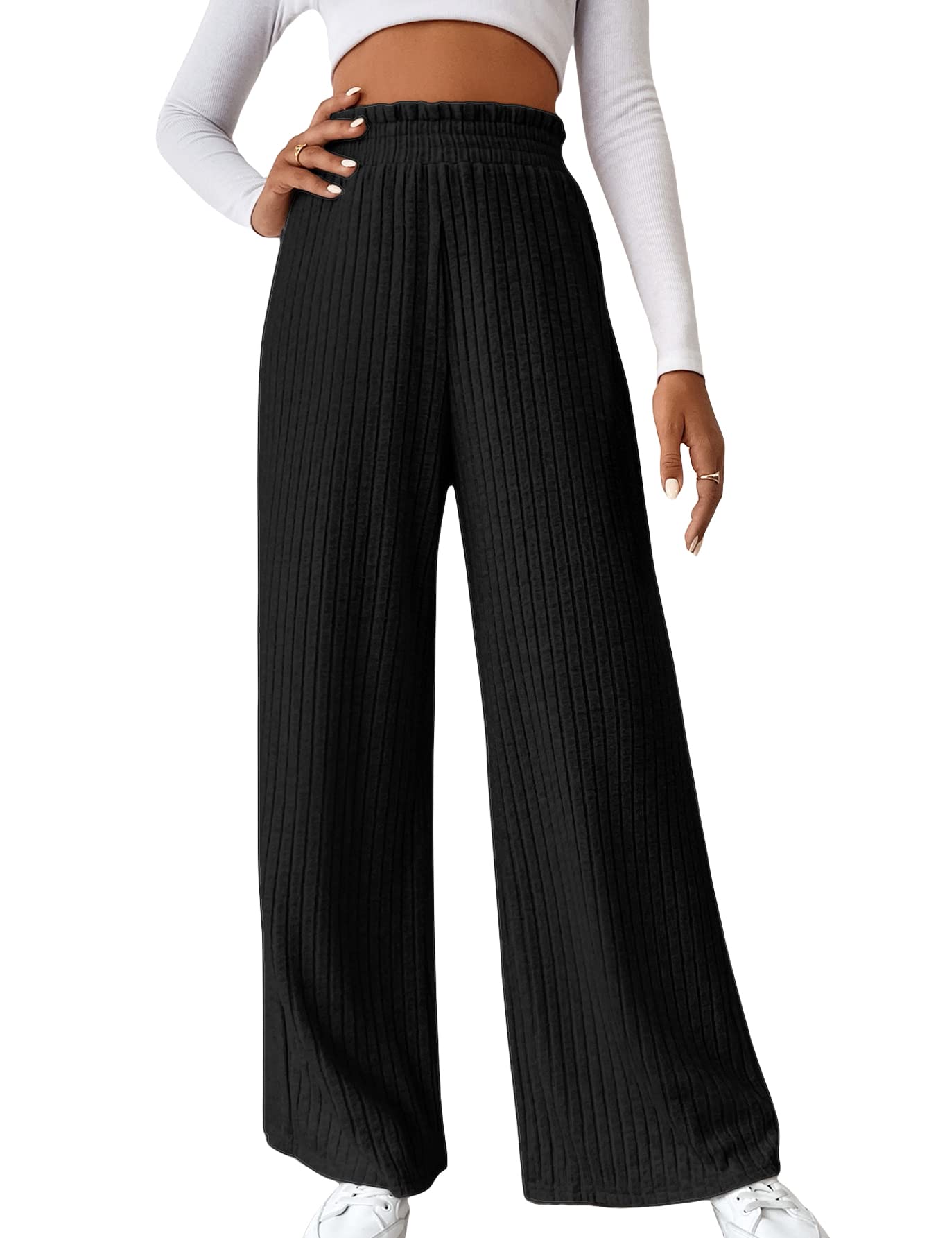 Black High-Waisted Knit Pants