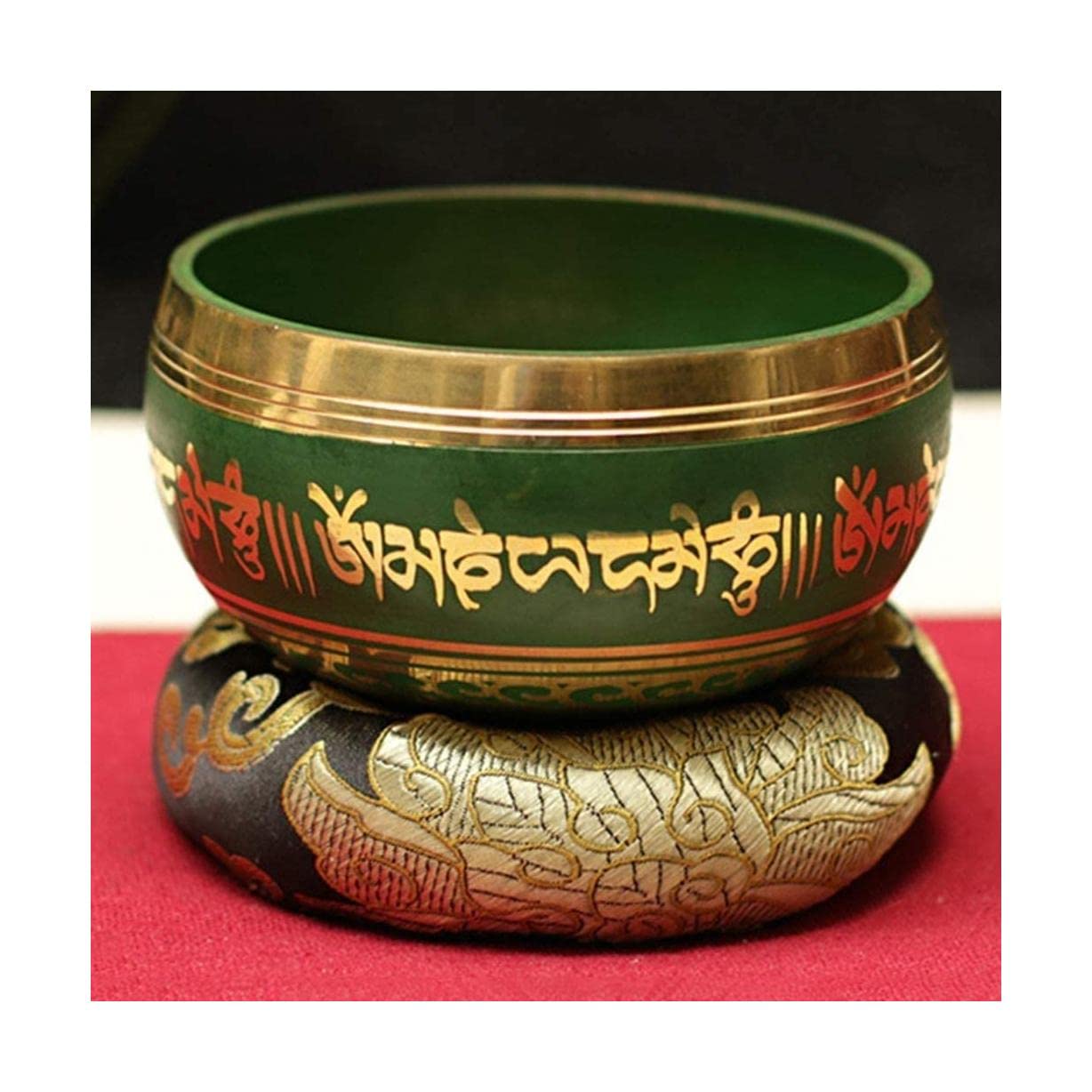 Set di campane tibetane per meditazione, yoga, guarigione dei chakra, preghiera e consapevolezza - Campana sonora per meditazione Buddha da 9,5 cm realizzata a mano in Nepal con cuscino percussore a