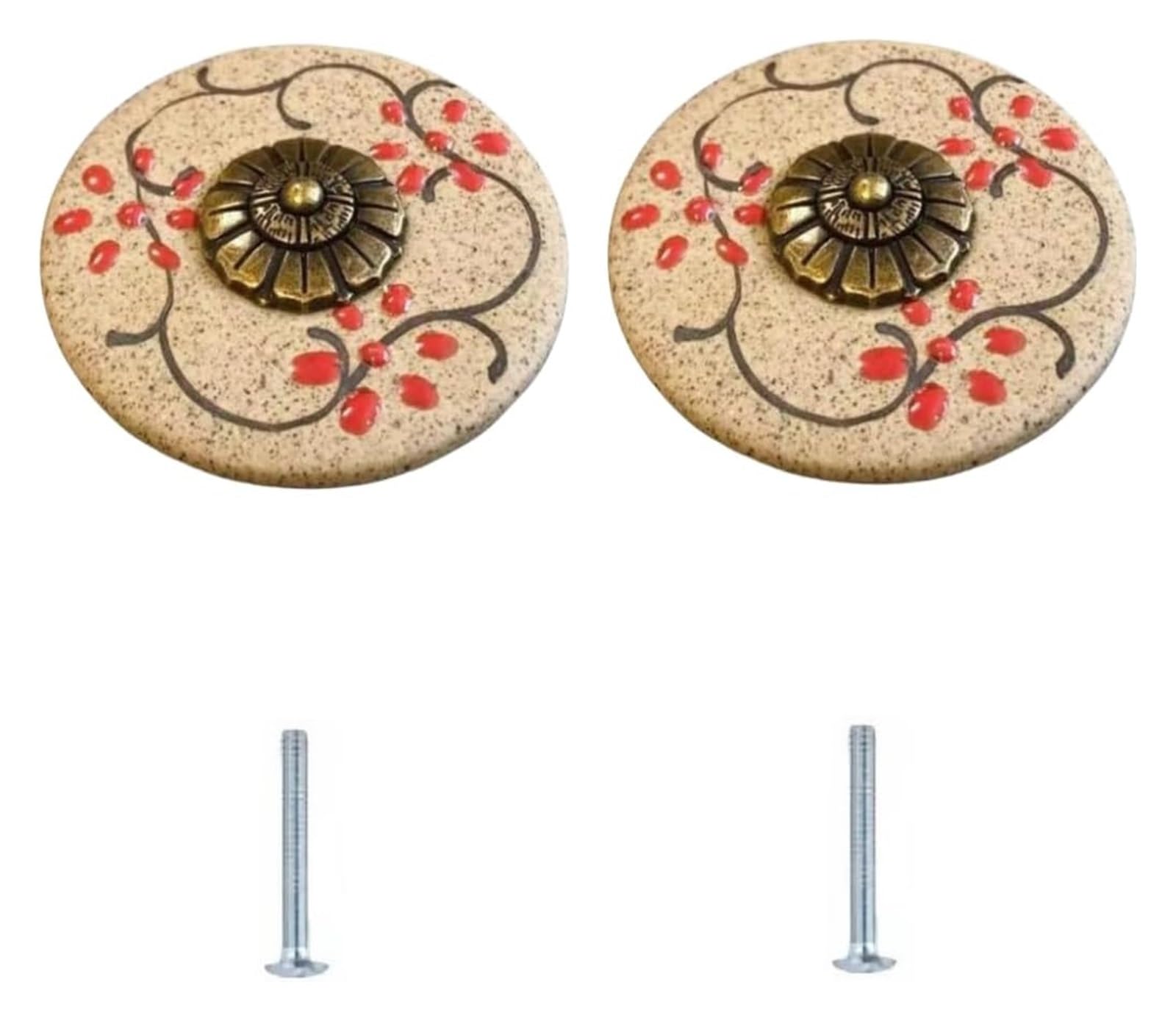 Lqzaxsrdr 58*31Mm Red Ceramic Cupboard Drawer Handle Knobs, Ceramic Door Knobs 2 Pcs Chinese Style Multicolor(58 * 31Mm Red)