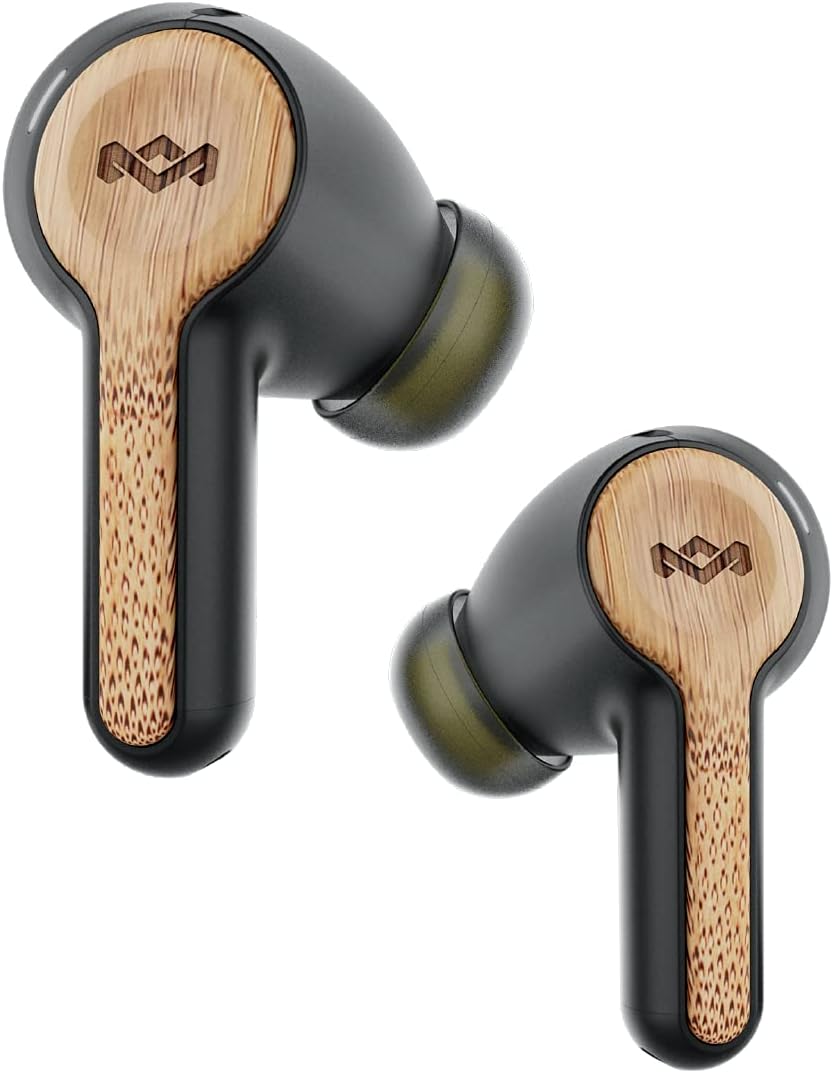 House of Marley Rebel True Wireless Earbuds with Microphone, Bluetooth Connectivity, 8 Hour Battery Life with Case Charging, and Sustainable Materials, Signature Black