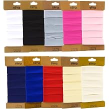 Trimz Bias Binding 10 x 5m Bundle - Bulk Value Pack White, Black, Navy, Red, Pink, Fuchsia, Ivory, Cream, Royal Blue, Grey