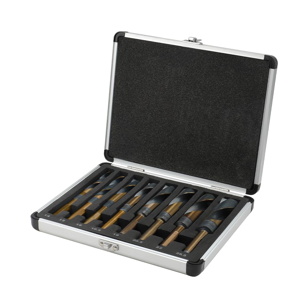 Hoteche Set di punte per trapano HSS da 1/2" – Set di punte in metallo di alta qualità con diametro di 14 – 25,5 mm – Ideale per acciaio inossidabile, acciaio cromato e tubi quadrati, confezione in