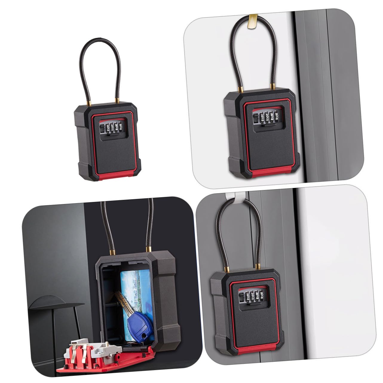 Caja de llaves de pared resistente a la intemperie con código de bloqueo, llave segura para acceso al hogar al aire libre a la casa y llaves pequeñas, ideal para seguridad mejorada del hogar