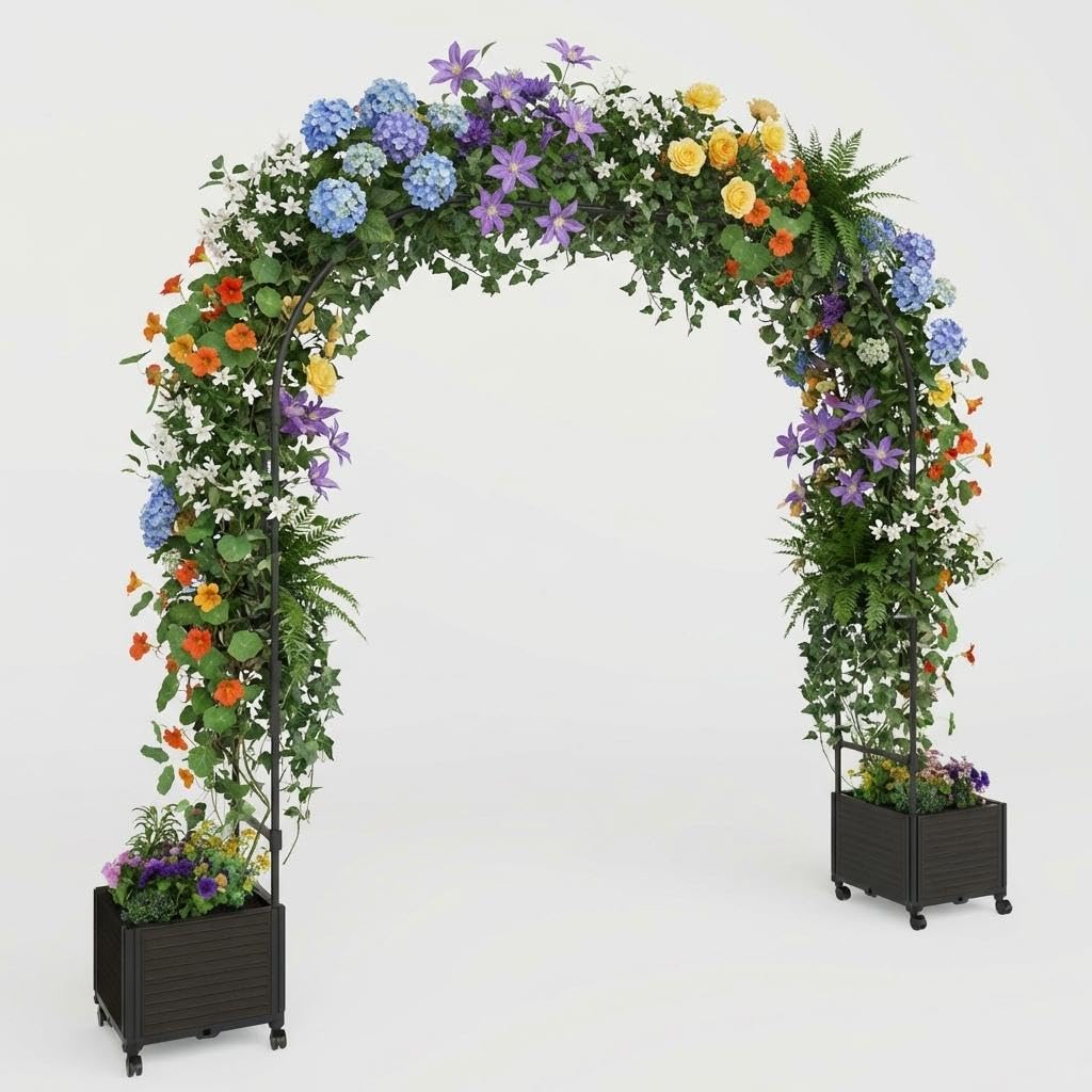 Rosenbogen 220cm Metall, Rankhilfe stabil, Gartenbogen für Hochzeit | Wetterfest; langlebig; Clematis; Gemüse; Party; Foto-Hintergrund; Ballonbogen; einfache Montage; Rankbogen; Dekoration