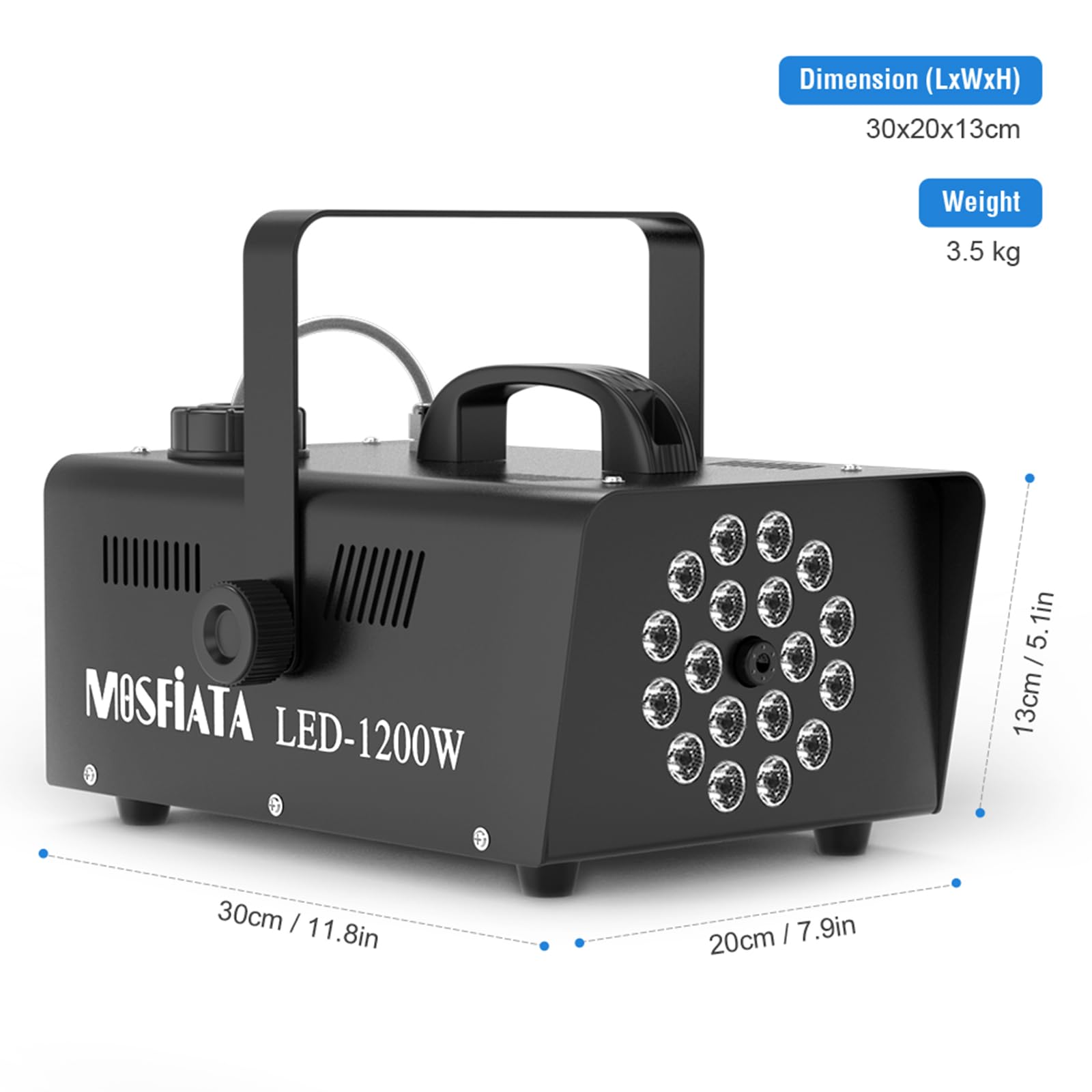 Nebelmaschine, 1200W Rauchmaschine mit 18 RGB-LEDs für Partys, Geburtstage, Halloween, Disco, DJ Bühneneffekt