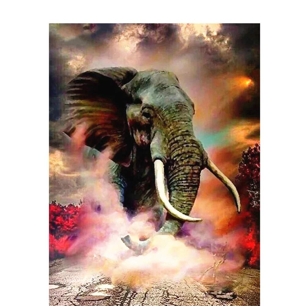 Peinture diamant 5D éléphant : kit complet anti-stress pour adultes toile 50x70cm