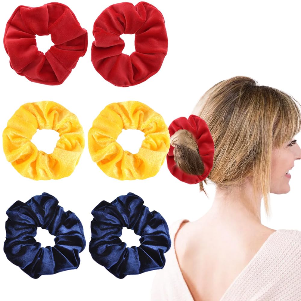 6 PCS Velvet Scrunchies Elastic Hair Band Soft Velvet Hair Ties Large Ponytail Holder for Girls Women Wristband Thick Thin Curly Hair Accessories