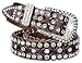 Corlink Rhinestone Jeweled Studded Western Cowgirl Cow skin Belt (L(31.5-34 inches), Brown)