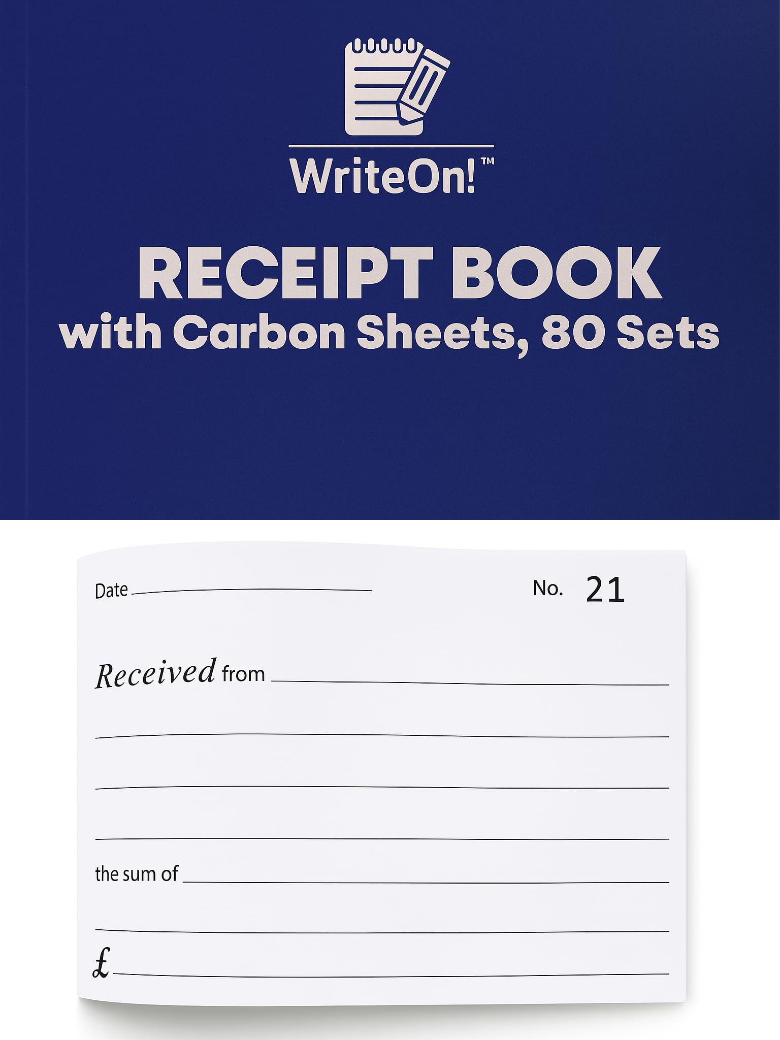 (2 Pack) A6 Receipt Book with Carbon Copy Sheets – 1-80 Numbered Pages, 12.5 x 10.2cm, Perforated – Small Business Receipt Pad