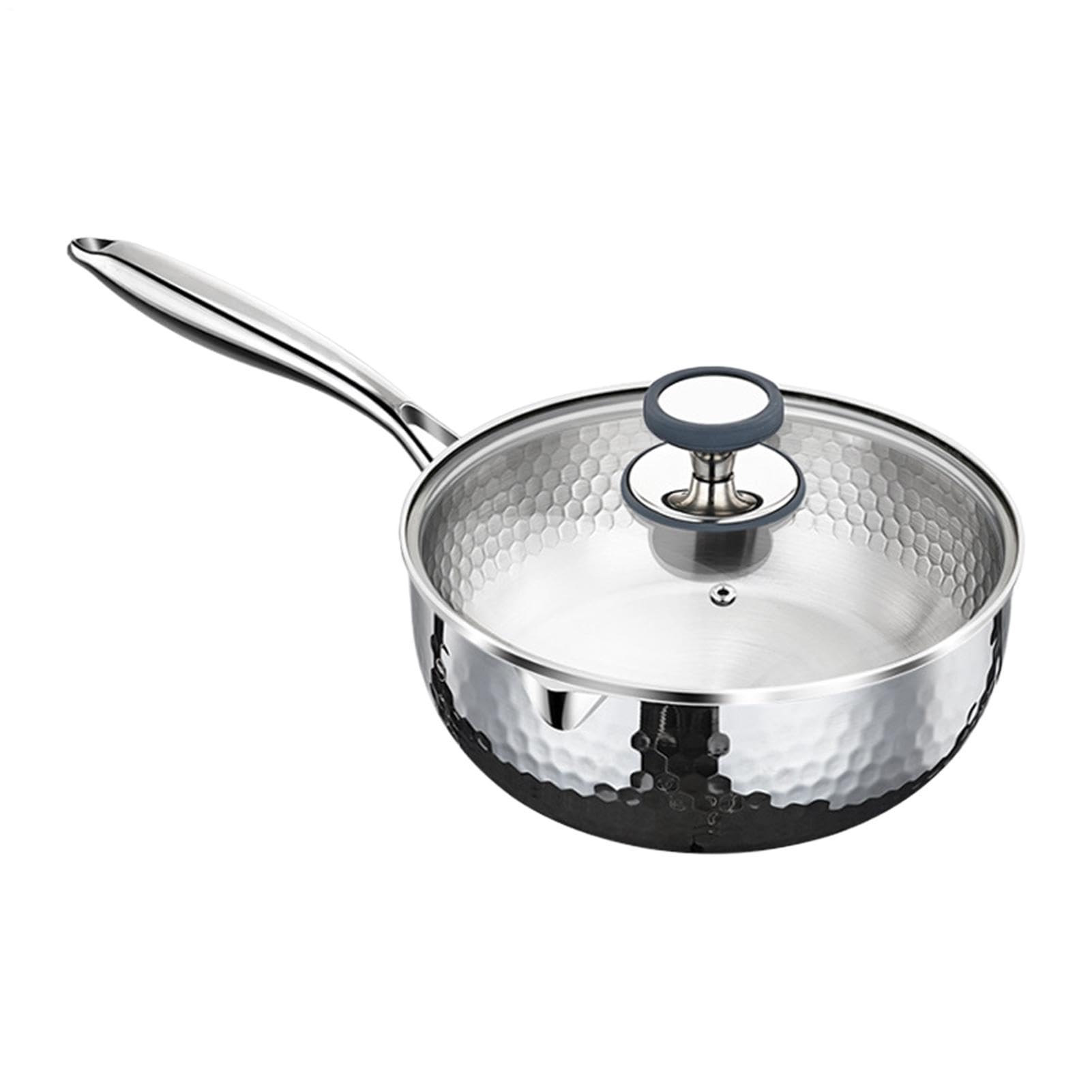 Cazo Con Tapa Menaje de cocina antiadherente con tapa y asa | Cazo Pequeño Para Vapor Y Salsas Para Freír Cocer A Fuego Lento Hervir Cocinar Comidas Saludables En Cocina Y