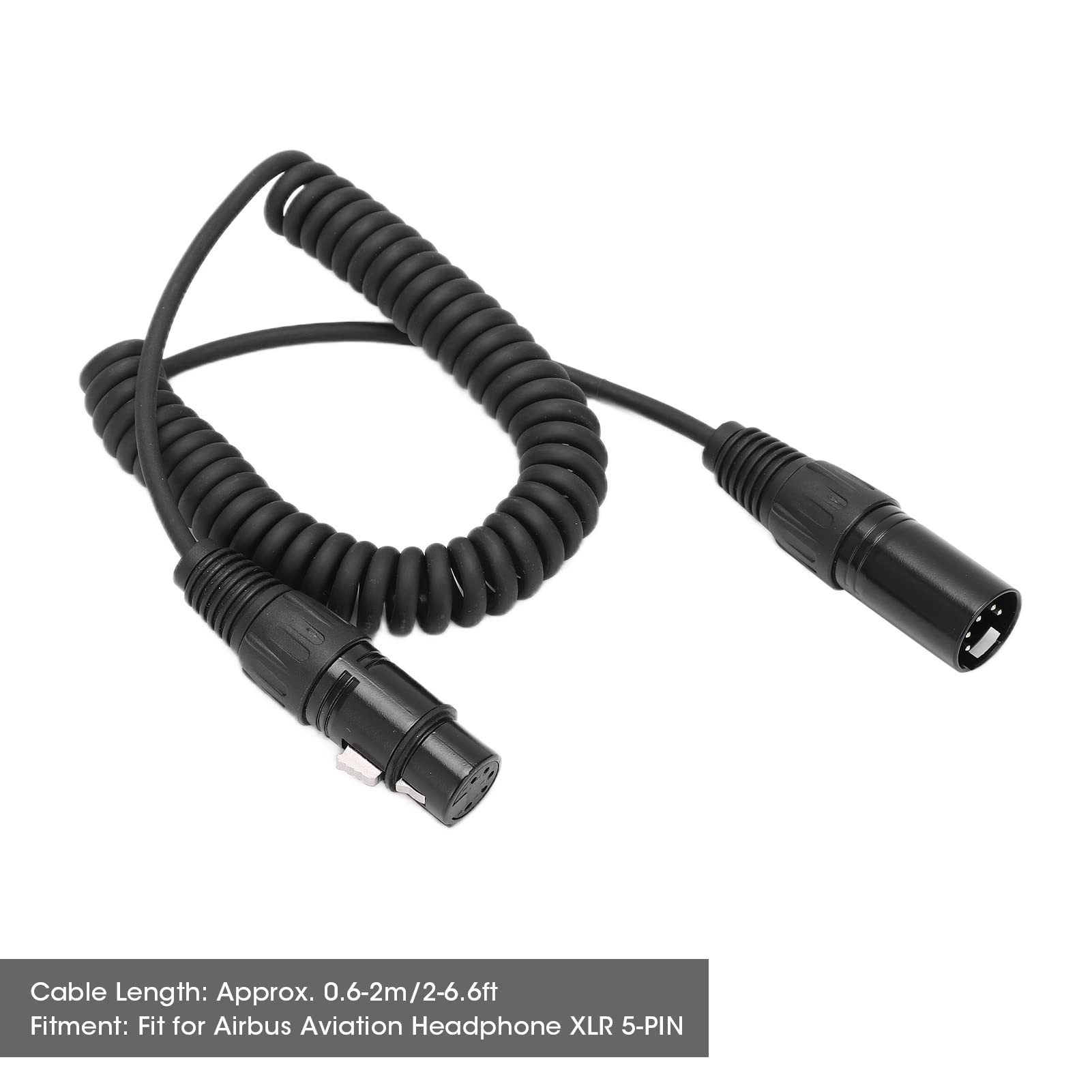 Câble enroulé de Rallonge de Casque sécurisé pour Casque D'aviation, Transmission Fiable du Signal, Matériau en Alliage ABS de Haute qualité, Longueur de 2 à 6,6 Pieds