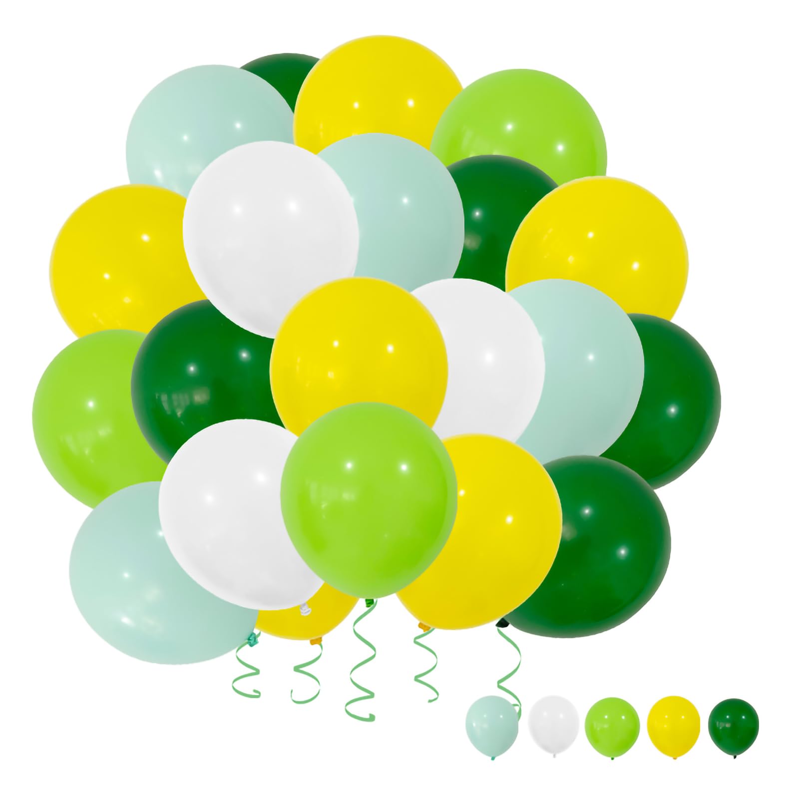 Green White Yellow Confetti Balloons, 40pcs 12 Inch Green Party Balloons,Natural Latex Balloons for Men Women Girls Birthday, Wedding, Bridal Shower, Graduation, Casino Theme Party Decorations