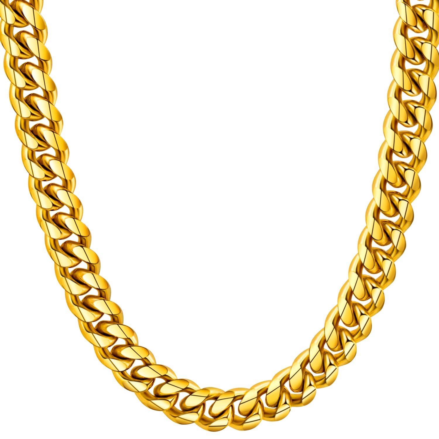 Hoyazvet Sturdy Cuban Link Chain Stainless Steel Necklace for Men Women, 6/8/10/12MM Width, 18K Gold/Black Metal/316L Stainless Steel Curb Necklace Chains, Hip Hop Jewelry Mens Gift, 18-30inch Length