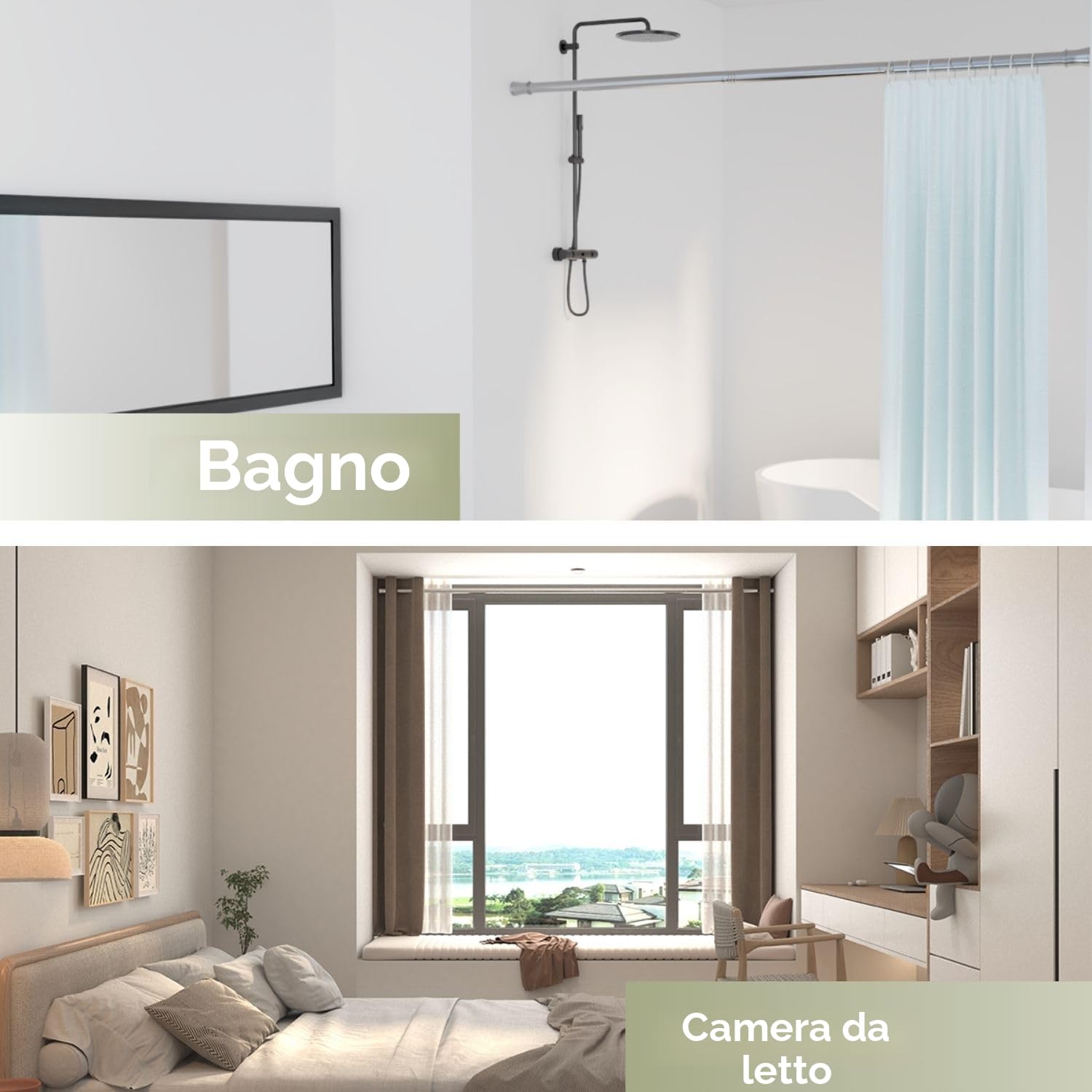1 asta per tende estensibile senza fori per tende, cucina, armadio, non sono necessari attrezzi 69-90 cm, color argento