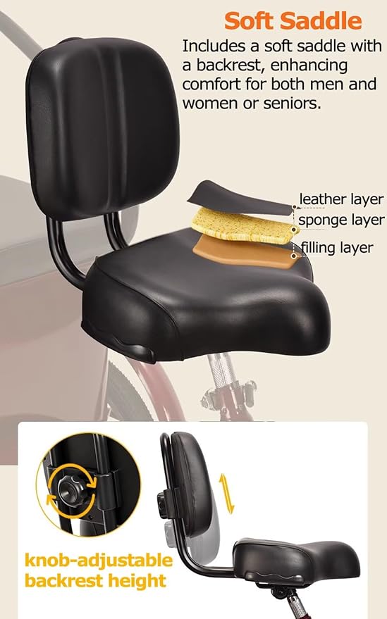 Triciclo para adultos con asiento ancho y frenos de tambor miniatura 6