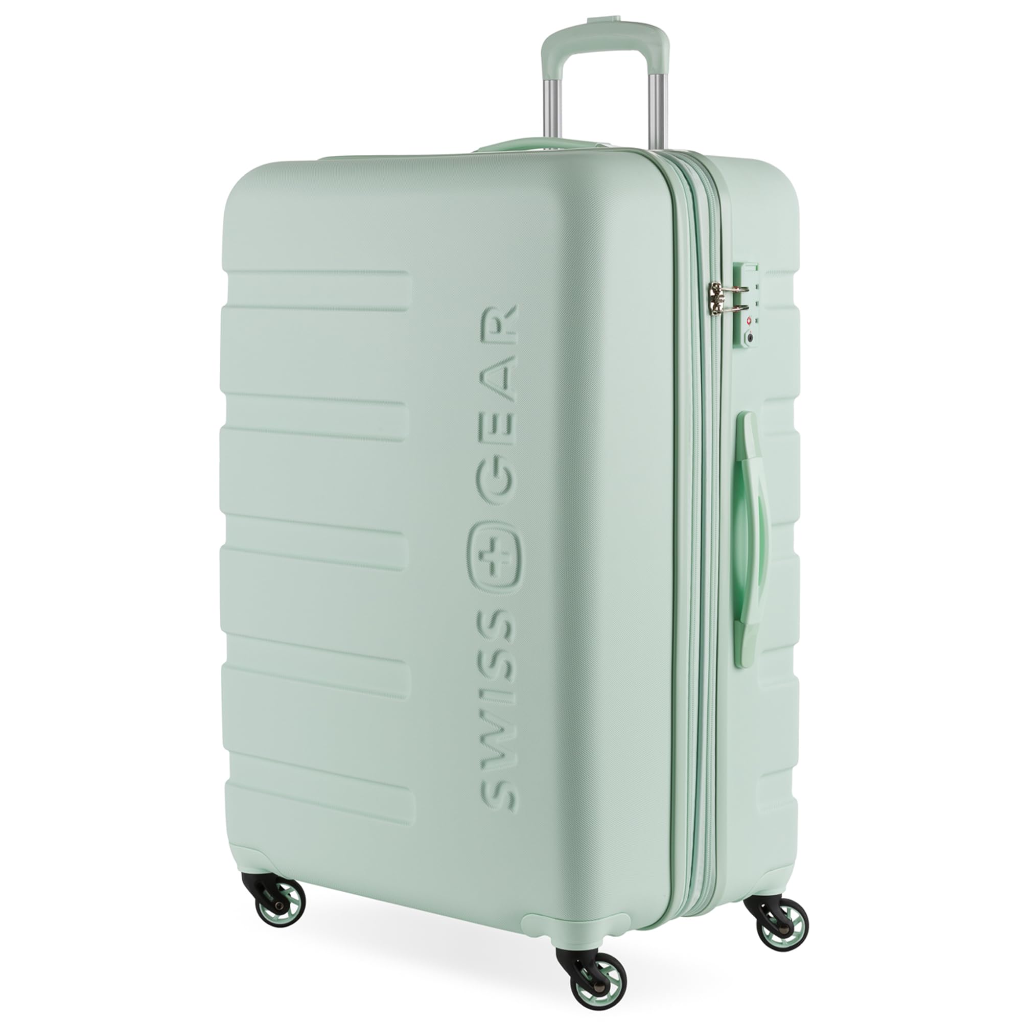 SwissGear 7366 Signature Hardside Expandable Luggage with Spinner Wheels, TSA Lock, Clearly Aqua, Checked-Large 27-Inch