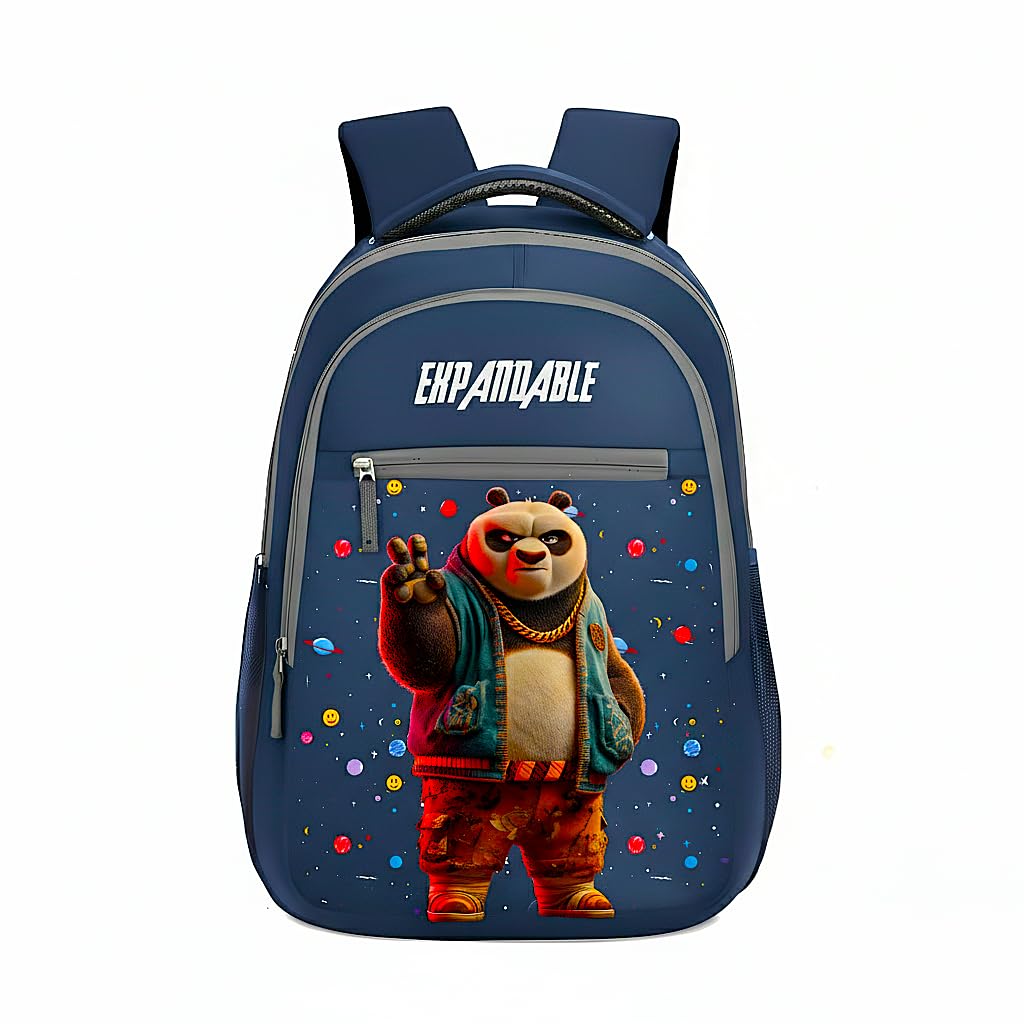 Kids School Backpack - Cool Kung Fu Panda Character Design for Boys and Girls - Durable Blue Laptop Daypack with Padded Straps - Water-Resistant Elementary Student Bookbag - Navy Blue-image-37