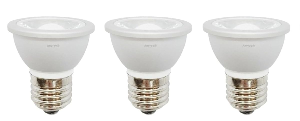 Anyray 3-LED 5W Light Bulbs HR16 120V E27 MR-16 JDR C Hood Lamp Short Neck E26
