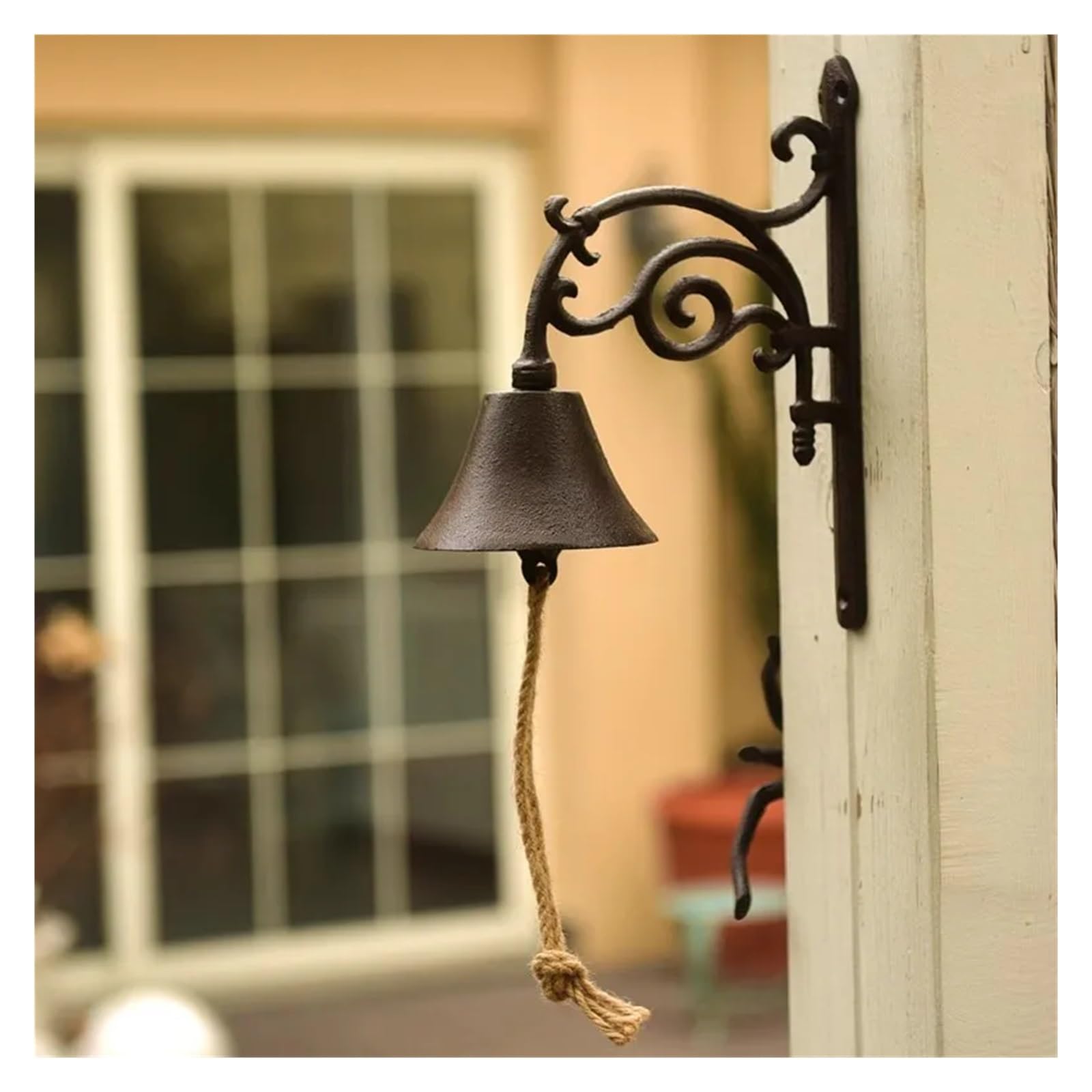 Campana a mano in ferro retrò per Porte, Bar, Pub | Decorazione da parete in ghisa da giardino, campanello sospeso, giardinaggio