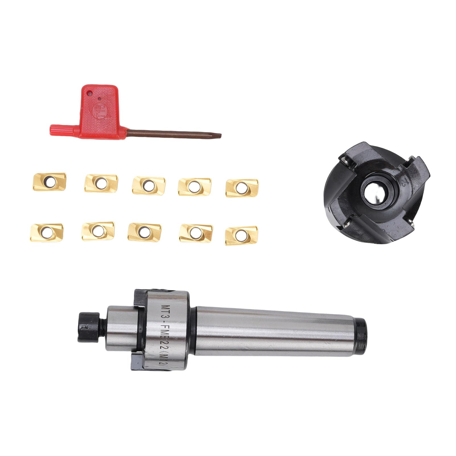 Cryfokt Ensemble de Fraises à Face Indexable, Fraise à Grande Vitesse pour Fraiseuse et CNC, 400R avec Inserts en Carbure pour le Travail des Métaux et les Machinistes